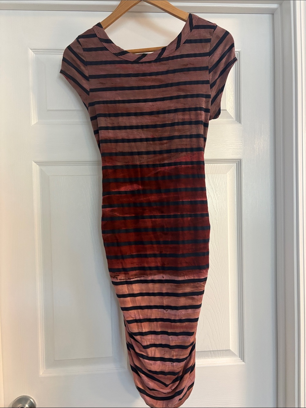 Hard Tail Striped Pink Ombré Bodycon Dress - Large